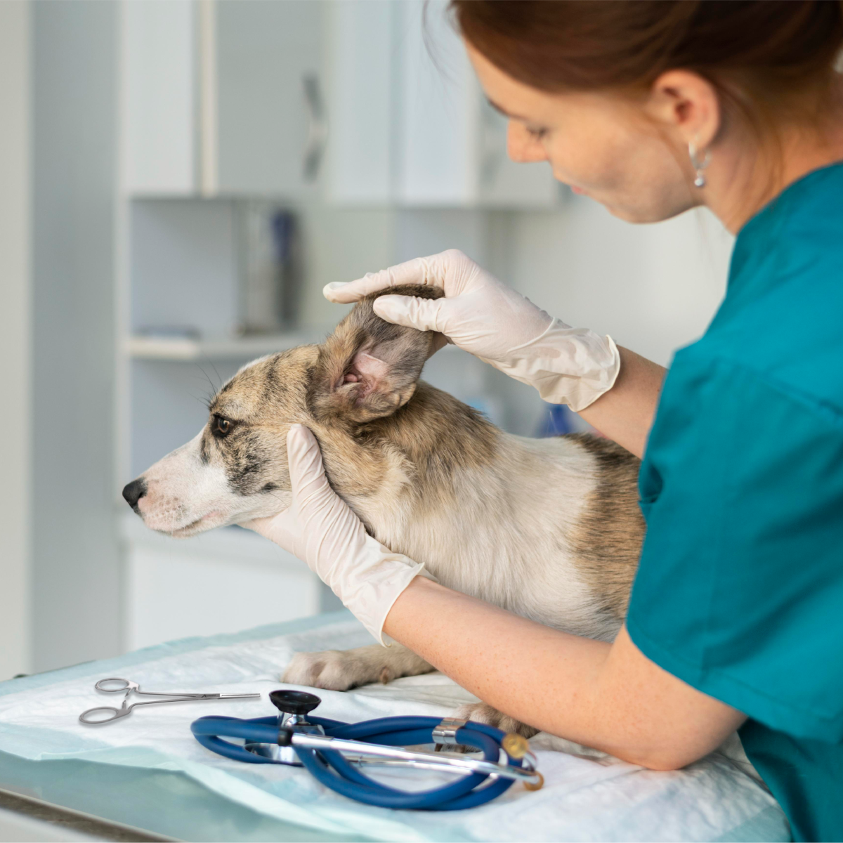 Right and left-handed vets can use Ambidex hemostats to remove ticks or burs from a dog's ear Right and left-handed vets can use Ambidex hemostats to remove ticks or burs from a dog's ear